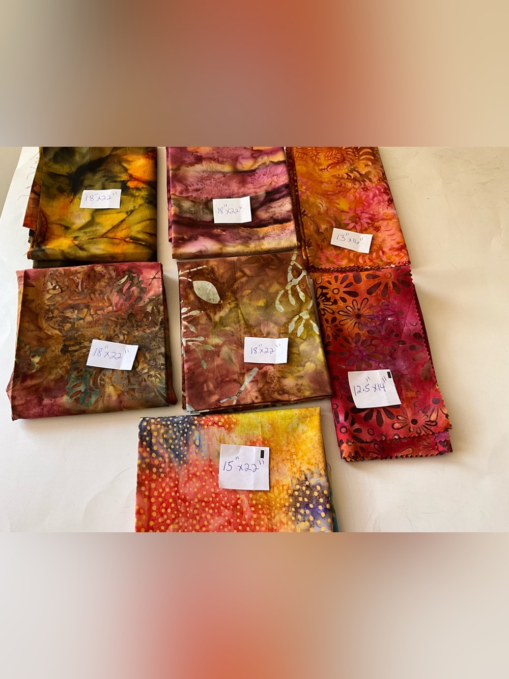 Quilting Sewing Crafting Batik Fabric 7 Fat quarters Fall Colors Theme Cotton